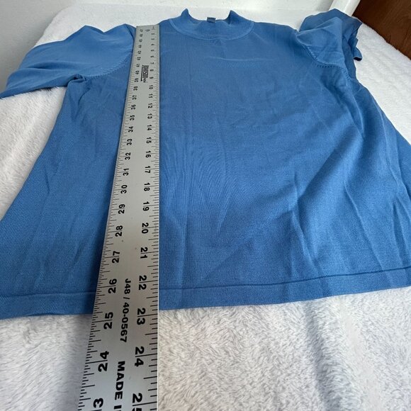 Pendleton Womens Blue Mock Neck Sweater Large Silk Blend Pullover Lightweight - Picture 9 of 9
